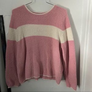 Fuzzy Pastel Pink & White Sweater
